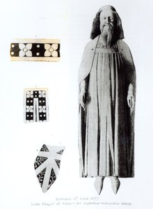 Billede af Edward III (1312-77) i Edvard Bekenderens kapel, Westminster Abbey, udgivet i 1811 af English School